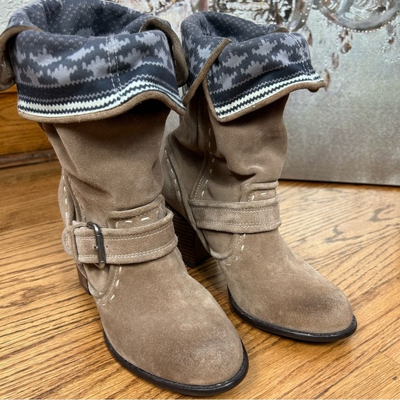 Splendid | Suede Buckle Tall Heeled Boots - Picture 7 of 12